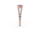 Rose gold Fancy Pink Round Cut Diamond Split Shank Pavé Engagement Ring with Four-Prong Setting_19