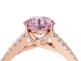 Rose gold Fancy Pink Round Cut Diamond Split Shank Pavé Engagement Ring with Four-Prong Setting_21