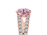Rose gold Fancy Pink Round Cut Diamond Split Shank Pavé Engagement Ring with Four-Prong Setting_22