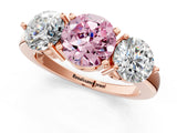 Rose gold Fancy Pink Round Cut Diamond Three-Stone Ring with Prong Setting and Classic Band_35