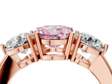 Rose gold Fancy Pink Round Cut Diamond Three-Stone Ring with Prong Setting and Classic Band_38