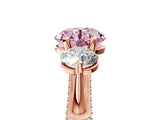 Rose gold Fancy Pink Round Cut Diamond Three-Stone Ring with Prong Setting and Pavé Band_5