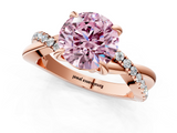 Rose gold Fancy Pink Round  Cut Diamond Twist Band Solitaire with Prong Setting_1