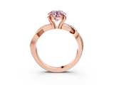 Rose gold Fancy Pink Round  Cut Diamond Twist Band Solitaire with Prong Setting_3