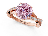 Rose gold Fancy Pink Round  Cut Diamond Twisted Band Engagement Ring with Prong Setting_4