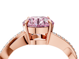 Rose gold Fancy Pink Round  Cut Diamond Twisted Band Engagement Ring with Prong Setting_7
