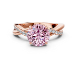 Rose gold Fancy Pink Round  Cut Diamond Twisted Band with Pavé Setting and Four-Prong Setting