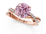 Rose gold Fancy Pink Round  Cut Diamond Twisted Band with Pavé Setting and Four-Prong Setting_1