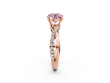 Rose gold Fancy Pink Round  Cut Diamond Twisted Band with Pavé Setting and Four-Prong Setting_2