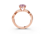 Rose gold Fancy Pink Round  Cut Diamond Twisted Band with Pavé Setting and Four-Prong Setting_3