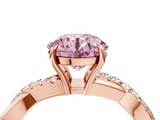 Rose gold Fancy Pink Round  Cut Diamond Twisted Band with Pavé Setting and Four-Prong Setting_4