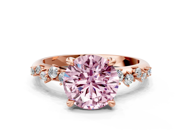 Rose gold Fancy Pink Round  Cut Diamond Vine Band with Four-Prong Setting