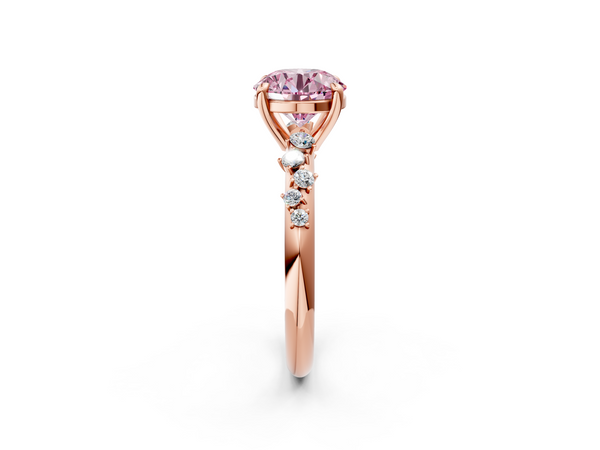 Rose gold Fancy Pink Round  Cut Diamond Vine Band with Four-Prong Setting