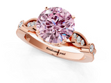 Rose gold Fancy Pink Round  Cut Diamond with Milgrain Marquise and Bezel Accents on a Solitaire Band with Prong Setting_1