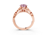Rose gold Fancy Pink Round  Cut Diamond with Milgrain Marquise and Bezel Accents on a Solitaire Band with Prong Setting_3