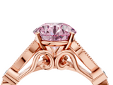 Rose gold Fancy Pink Round  Cut Diamond with Milgrain Marquise and Bezel Accents on a Solitaire Band with Prong Setting_4