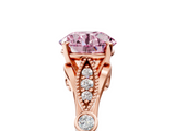 Rose gold Fancy Pink Round  Cut Diamond with Milgrain Marquise and Bezel Accents on a Solitaire Band with Prong Setting_5
