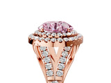 Rose gold Fancy Pink Round  Cut Double Halo Split Shank Diamond Ring with Prong Setting_34