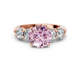 Rose gold Fancy Pink Round  Cut Five-Stone Prong Set Diamond Ring with Classic Band_53