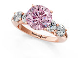 Rose gold Fancy Pink Round  Cut Five-Stone Prong Set Diamond Ring with Classic Band_54