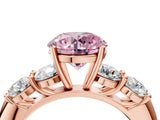 Rose gold Fancy Pink Round  Cut Five-Stone Prong Set Diamond Ring with Classic Band_57