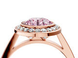 Rose gold Fancy Pink Round Cut Halo Bezel Diamond Pave Band Ring_4