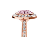 Rose gold Fancy Pink Round Cut Halo Bezel Diamond Pave Band Ring_5