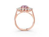 Rose gold Fancy Pink Round Cut Halo Cluster Diamond Ring with Pave Band and Four-Prong Setting_15