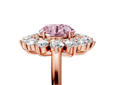 Rose gold Fancy Pink Round Cut Halo Cluster Diamond Ring with Pave Band and Four-Prong Setting_17