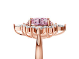 Rose gold Fancy Pink Round Cut Halo Diamond Cluster Ring with Marquise and Round Stones on a White Gold Band with Prong Setting_5