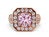 Rose gold Fancy Pink Round Cut Halo Diamond Engagement Ring with Pave Split Shank and Four-Prong Setting_12