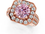 Rose gold Fancy Pink Round Cut Halo Diamond Engagement Ring with Pave Split Shank and Four-Prong Setting_13