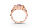 Rose gold Fancy Pink Round Cut Halo Diamond Engagement Ring with Pave Split Shank and Four-Prong Setting_15