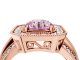 Rose gold Fancy Pink Round Cut Halo Diamond Engagement Ring with Pave Split Shank and Four-Prong Setting_16