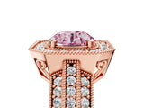 Rose gold Fancy Pink Round Cut Halo Diamond Engagement Ring with Pave Split Shank and Four-Prong Setting_17