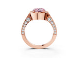 Rose gold Fancy Pink Round Cut Halo Diamond Engagement Ring with Split Shank Band and Four-Prong Setting_3