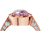 Rose gold Fancy Pink Round Cut Halo Diamond Engagement Ring with Split Shank Band and Four-Prong Setting_4