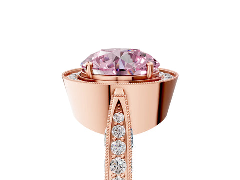 Rose gold Fancy Pink Round Cut Halo Diamond Engagement Ring with Split Shank Band and Four-Prong Setting_5