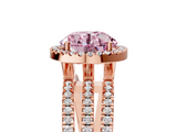 Rose gold Fancy Pink Round  Cut Halo Diamond Engagement Ring with Split Shank and Four-Prong Setting_5