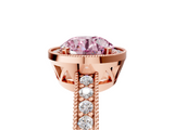 Rose gold Fancy Pink Round  Cut Halo Diamond Pave Band Ring with Four-Prong Setting_5