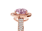 Rose gold Fancy Pink Round  Cut Halo Diamond Pave Band with Four-Prong Setting_4