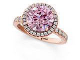 Rose gold Fancy Pink Round Cut Halo Diamond Pave Band with Prong Setting_1