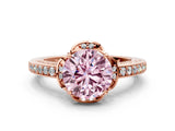 Rose gold Fancy Pink Round  Cut Halo Diamond Ring with Channel Set Band and Four-Prong Setting_28