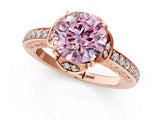 Rose gold Fancy Pink Round  Cut Halo Diamond Ring with Channel Set Band and Four-Prong Setting_29
