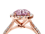 Rose gold Fancy Pink Round Cut Halo Diamond Ring with Pavé Band_4