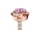 Rose gold Fancy Pink Round  Cut Halo Diamond Ring with Pave Band and Four-Prong Setting_5