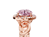 Rose gold Fancy Pink Round  Cut Halo Diamond Ring with Scrollwork Band and Four-Prong Setting_5