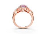 Rose gold Fancy Pink Round Cut Halo Diamond Split Shank Engagement Ring with Four-Prong Setting_3