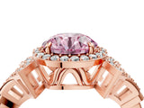 Rose gold Fancy Pink Round Cut Halo Diamond Split Shank Engagement Ring with Four-Prong Setting_4