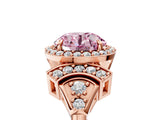Rose gold Fancy Pink Round Cut Halo Diamond Split Shank Engagement Ring with Four-Prong Setting_5
